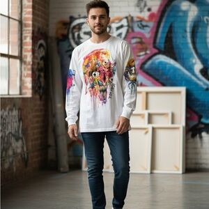 SOLD*****Teddy Fresh&AlexPardee, Colorful Graphic Long Sleeve Shirt